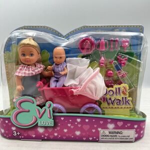 Evi Love Doll Walk 5" Doll with Blonde Hair w/Baby & Stroller‎ by Simba Toys NEW